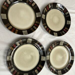 Pfaltzgraff Black and Cream Dinnerware Set